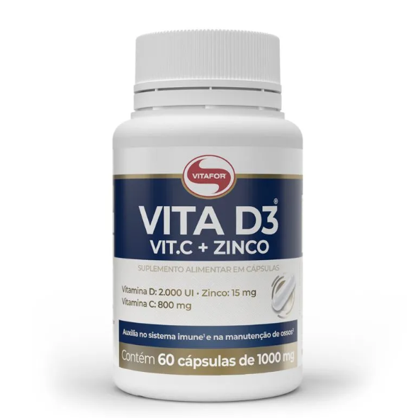 Vita D3,C e Zinco Vitamina 60 Caps Vitafor - 30 Caps