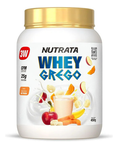 Foto de Whey Grego 3W Pote 450g Vitamina De Frutas Nutrata