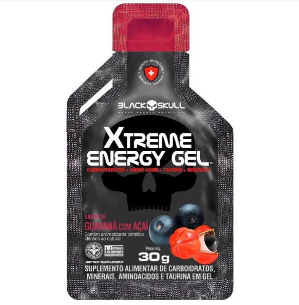 Xtreme Energy Gel 30g Guaraná Com Açaí Black Skull