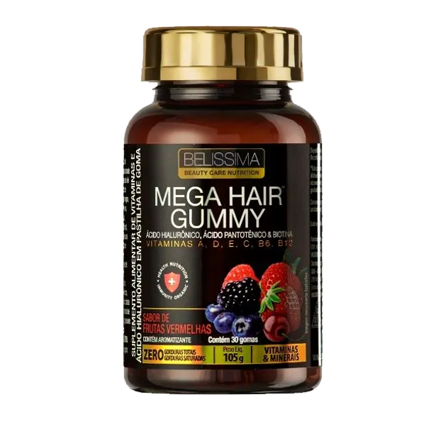 Foto de Mega Hair Gummy Com Ácido Hialurônico 30 Gomas 105g Belissima
