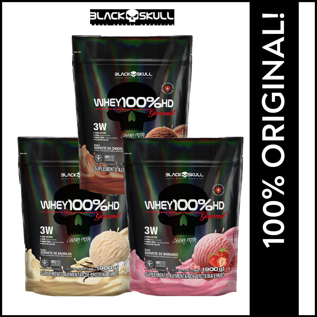 Whey 100% Hd Gourmet Refil 450g Black Skull