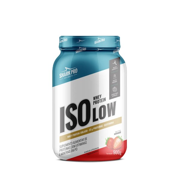 Isolow Whey Protein Isolado Pote 900g Shark Pro - Morango