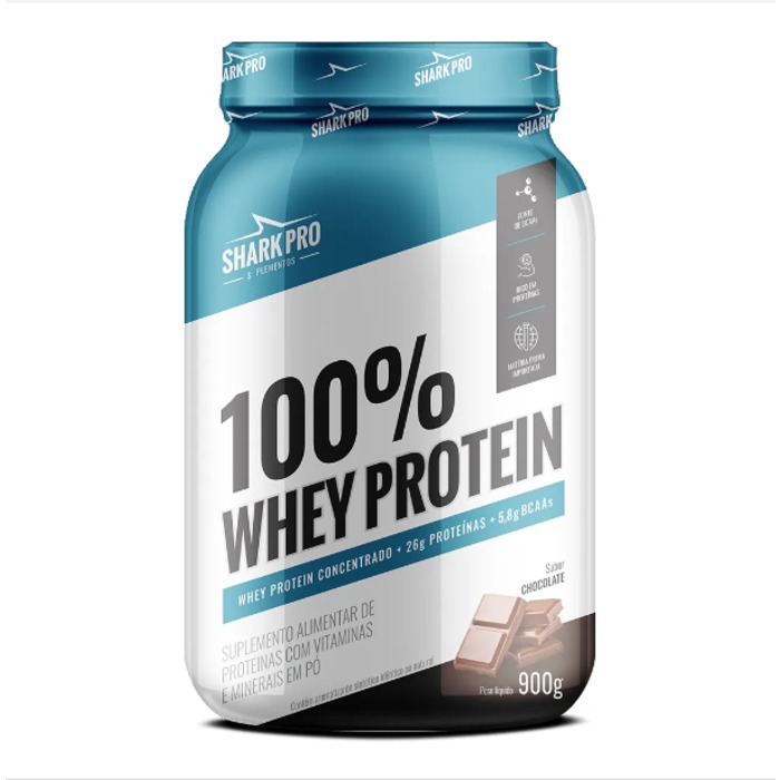 Foto de 100% Whey Protein Pote 900g Shark Pro - Chocolate