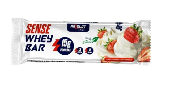 Foto de Sense Whey Bar 45g Display com 12un Absolut Nutrition - Morango com Chantilly