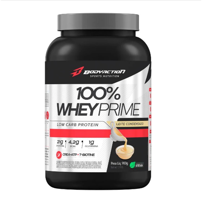 100% Whey Prime Pote 900g BodyAction - Leite Condensado