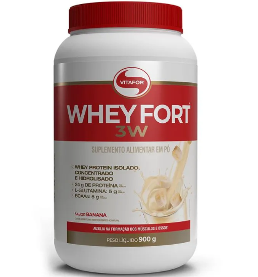 Foto de Whey Fort 3W 900g Vitafor - Banana