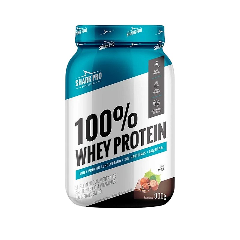 100% Whey Protein Pote 900g Shark Pro - Avelã