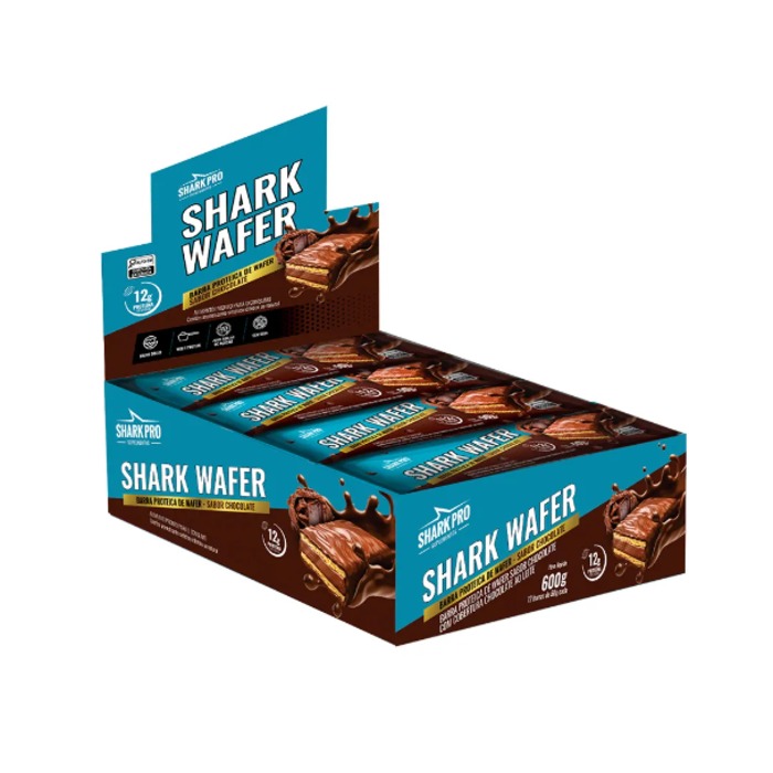 Shark Wafer Proteico 50g Display Com 12un Shark Pro - Chocolate