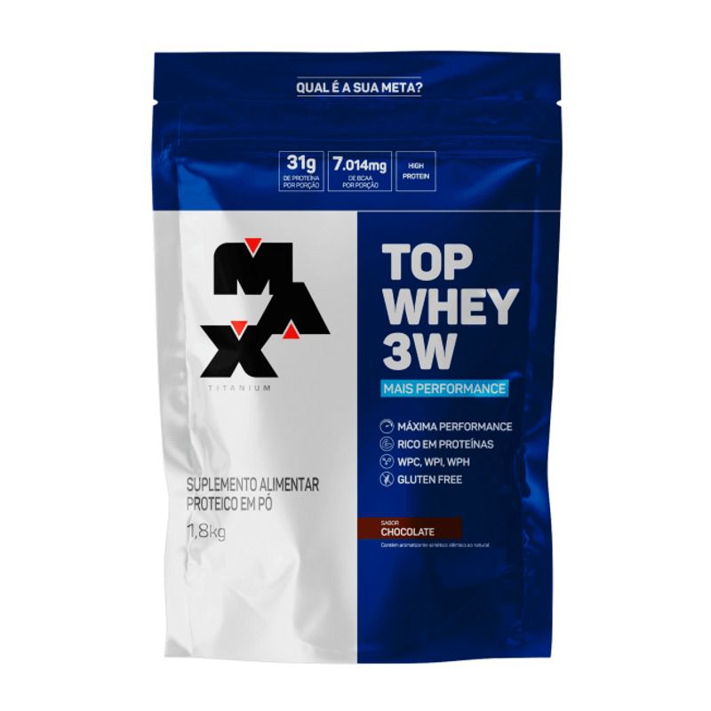 Top Whey 3W + Performance Refil 1.8kg Max Titanium - Chocolate