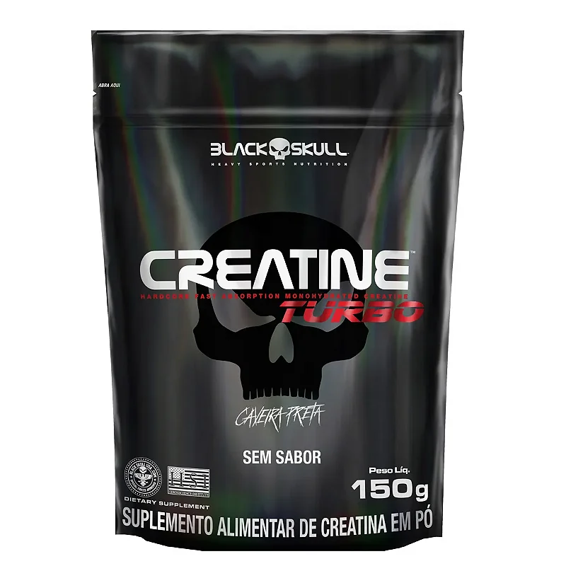 Creatina Turbo Refil 150g Black Skull - Sem Sabor