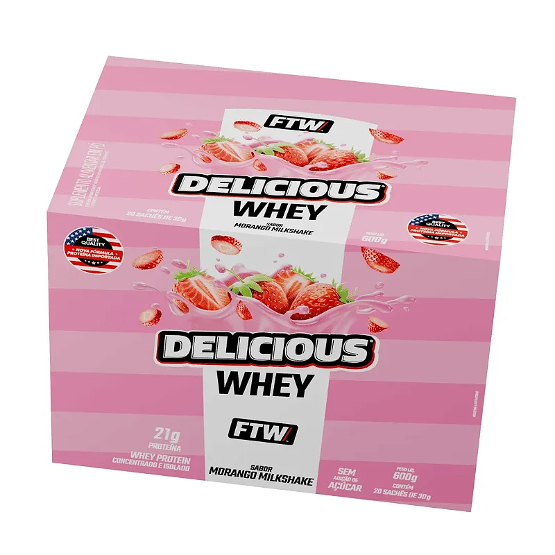 Foto de Delicious Whey 30g Display Com 20 Saches Ftw - MORANGO MILKSHAKE