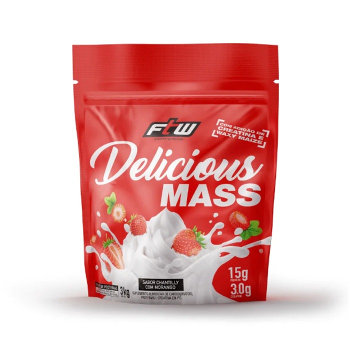 Delicious Mass 3kg Ftw - Morango Com Chantilly