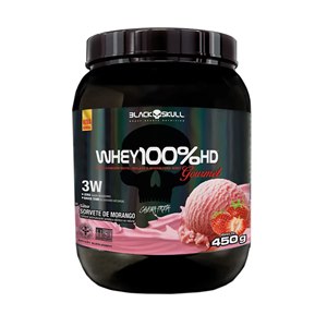 Whey 100% Hd Gourmet Pote 450g Black Skull - Sorvete De Morango