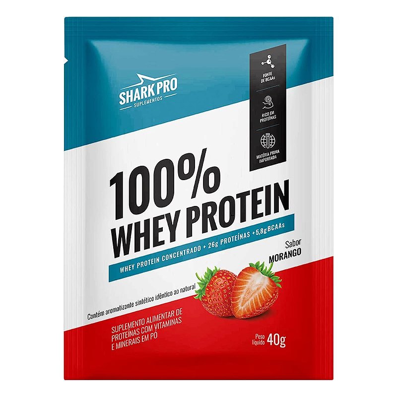 Foto de Sache 100% Whey 40g Morango Shark Pro