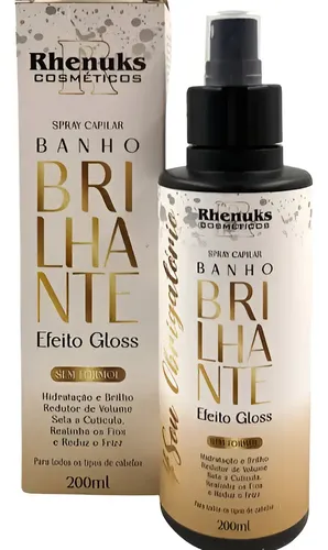 Spray Capilar Banho Brilhante 200ml Rhenuks Cosméticos