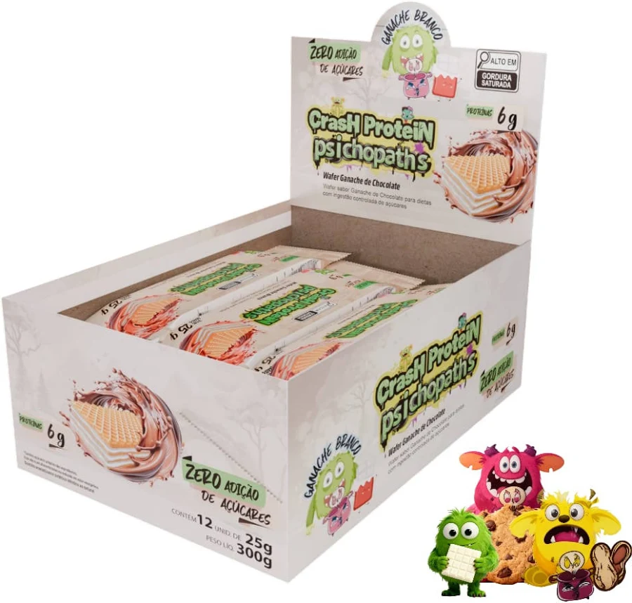 Crash Protein Psichopats Bar 25g Display Com 12un Demons Lab - Ganache Branco