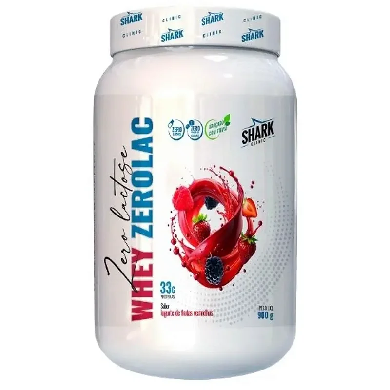Whey ZeroLac Linha Clinic Pote 900g Shark Pro - Iogurte Com Frutas Vermelhas
