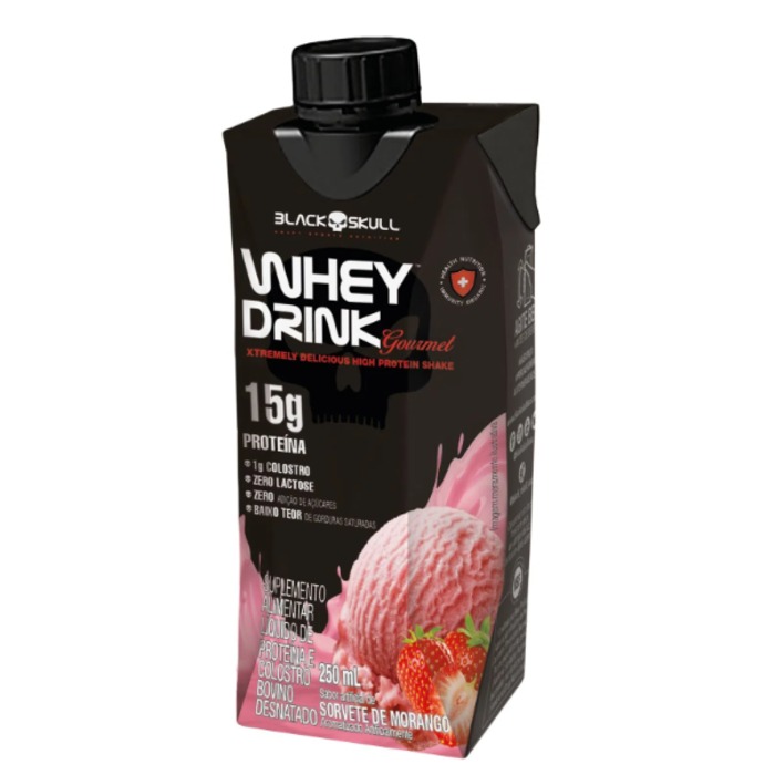 Whey Drink Goumert 250ml Black Skull - Morango