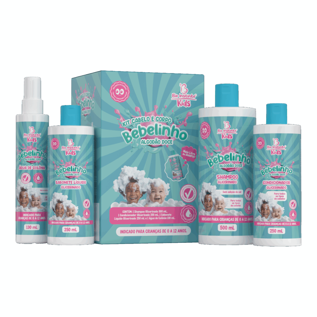 Kit Cabelo e Corpo Bebelinho Bio Instinto - Algodão Doce