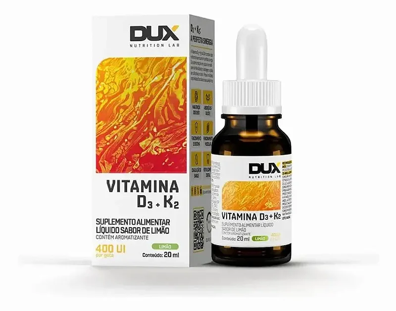 Vitamina D3 + K2 20ml Limão Dux Nutrition