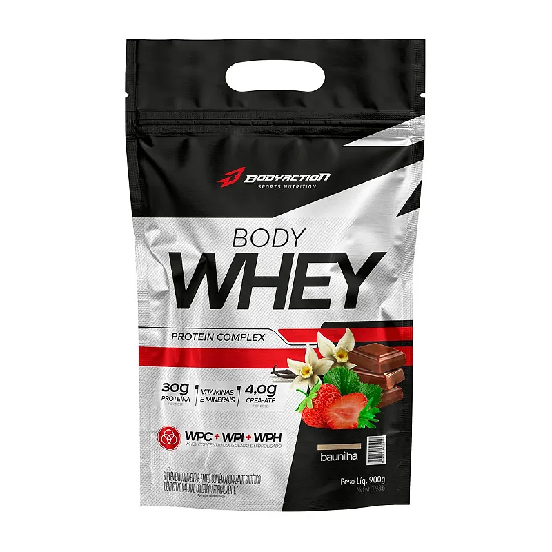 Foto de 100% Whey Prime Refil 900g BodyAction - Morango