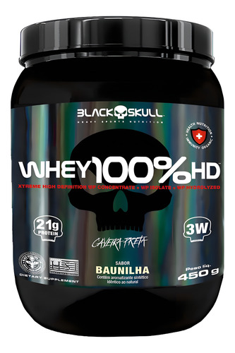 Whey 100% Hd Pote 450g Black Skull - Baunilha