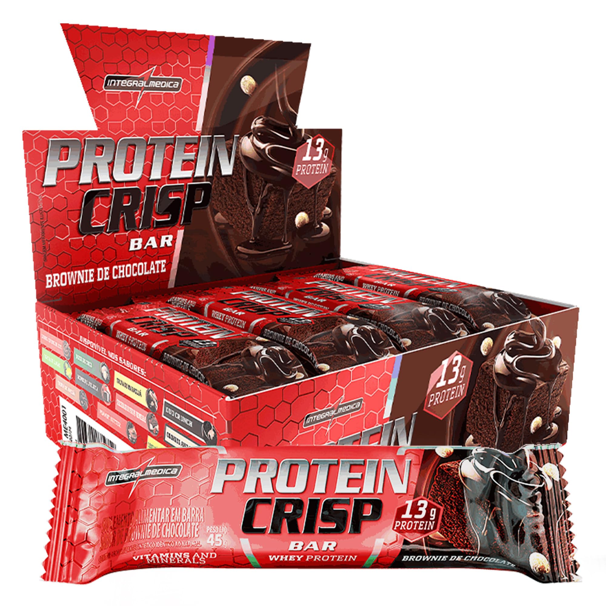 Crisp Bar 45g Display com 12un Integralmedica - Brownie de Chocolate