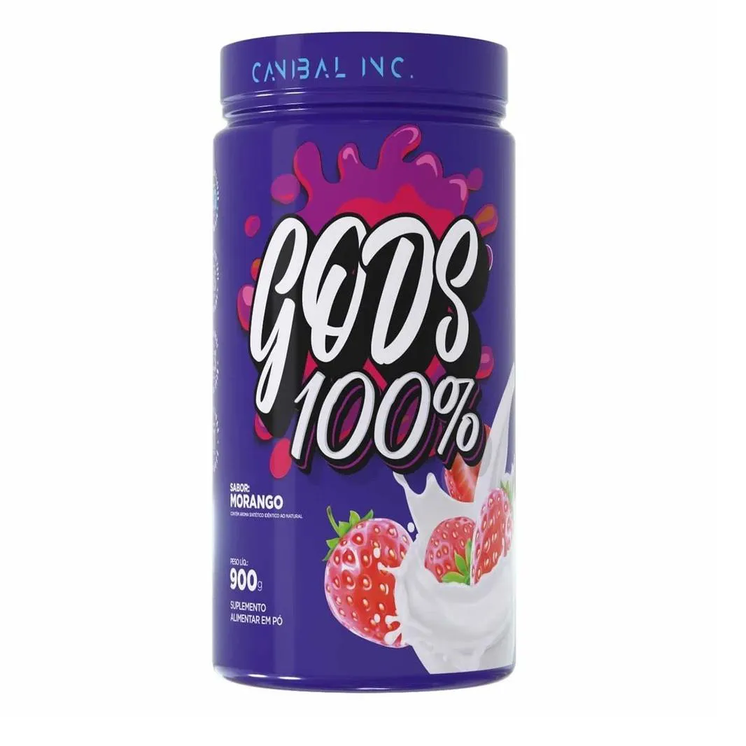 Gods Whey 100% Pote 900g Canibal - Morango