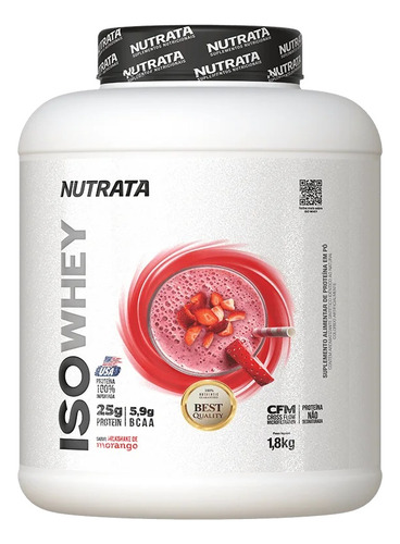 Iso Whey Pote 1.8kg Nutrata - Morango
