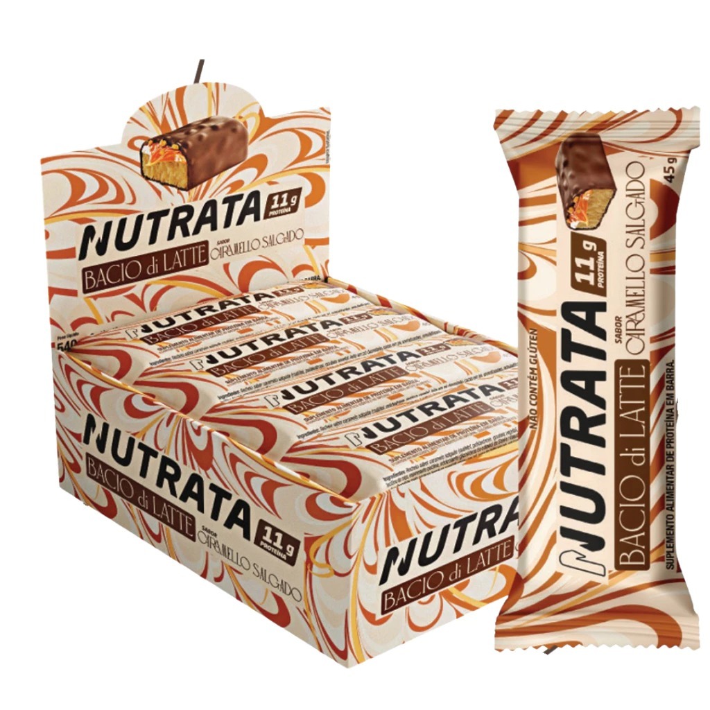 Foto de Whey Grego Bar Bacio Di Latte Display Com 12un Nutrata - Caramelo Salgado