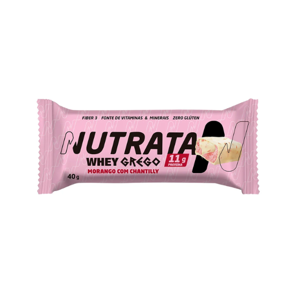 Whey Grego Bar 40g Morango Com Chantilly Nutrata