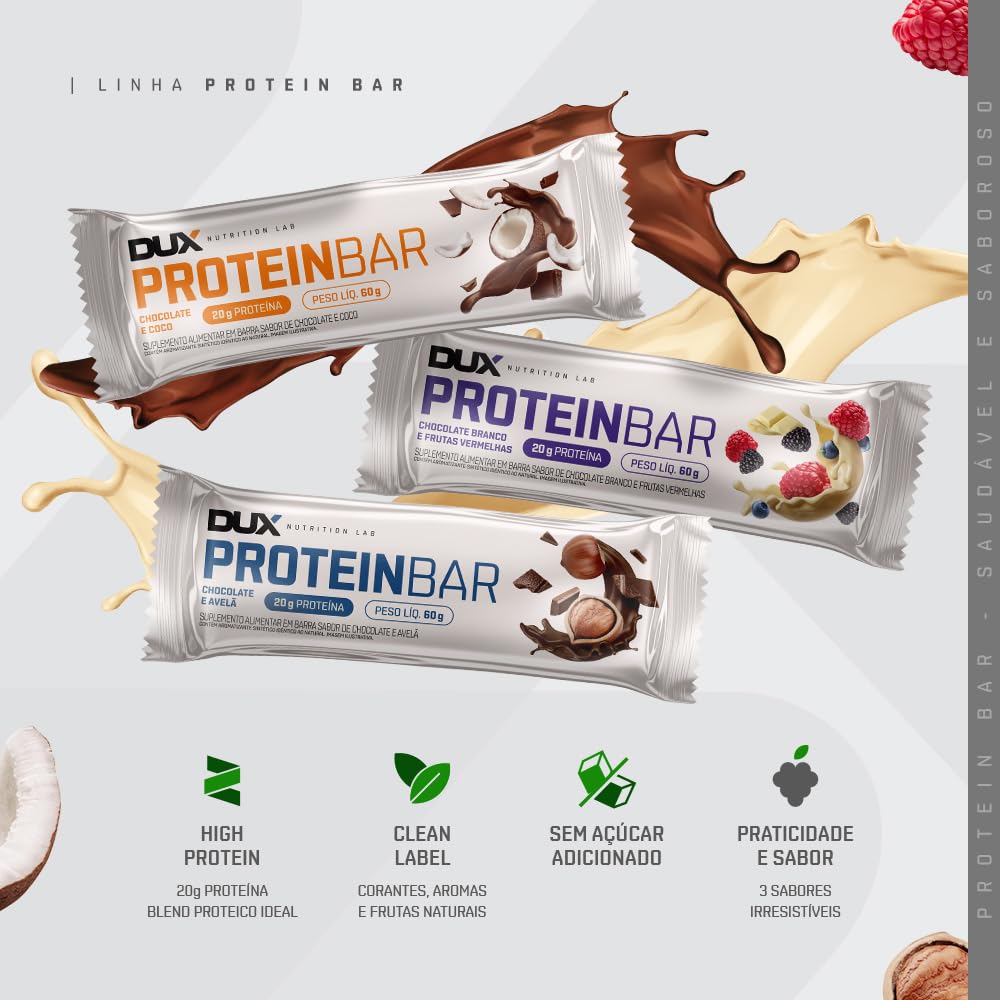 Protein Bar 20g De Proteina 12un De 60g - Dux Nutrition