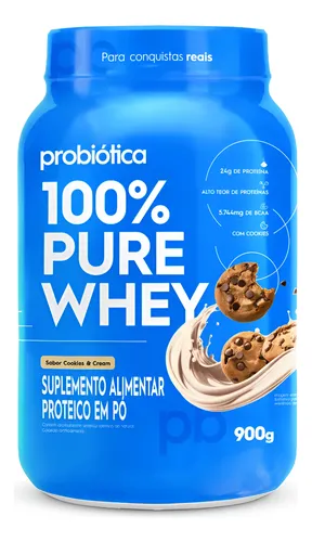 100% Pure Whey Pote 900g Probiótica - Cookies Cream
