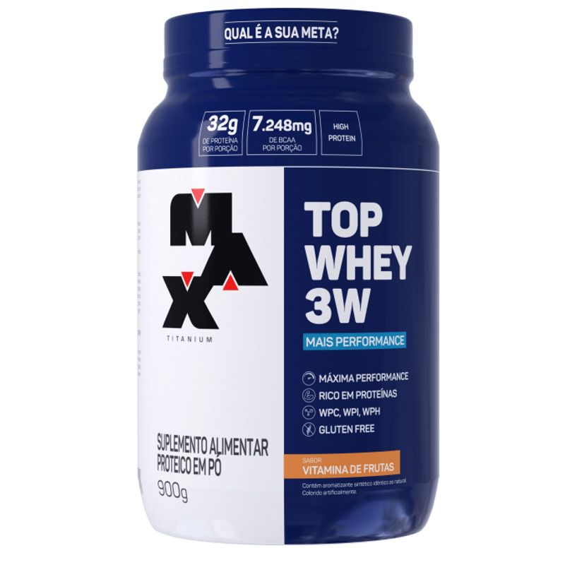 Top Whey 3W+Performance Pote 900g Max Titanium - Vitamina De Frutas