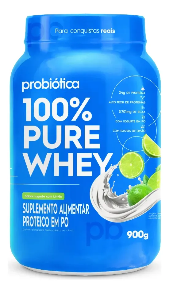100% Pure Whey Pote 900g Probiótica - Iogurte Com Limão