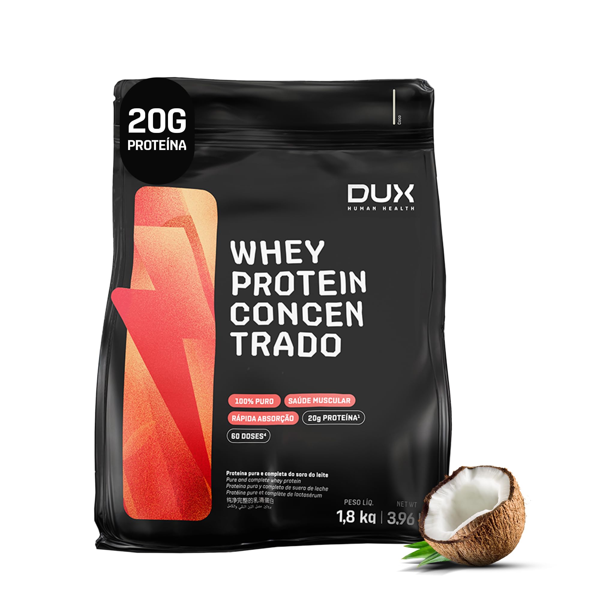 Foto de Whey Protein Concentrado Refil 1,8 Kg Dux Nutrition - Coco