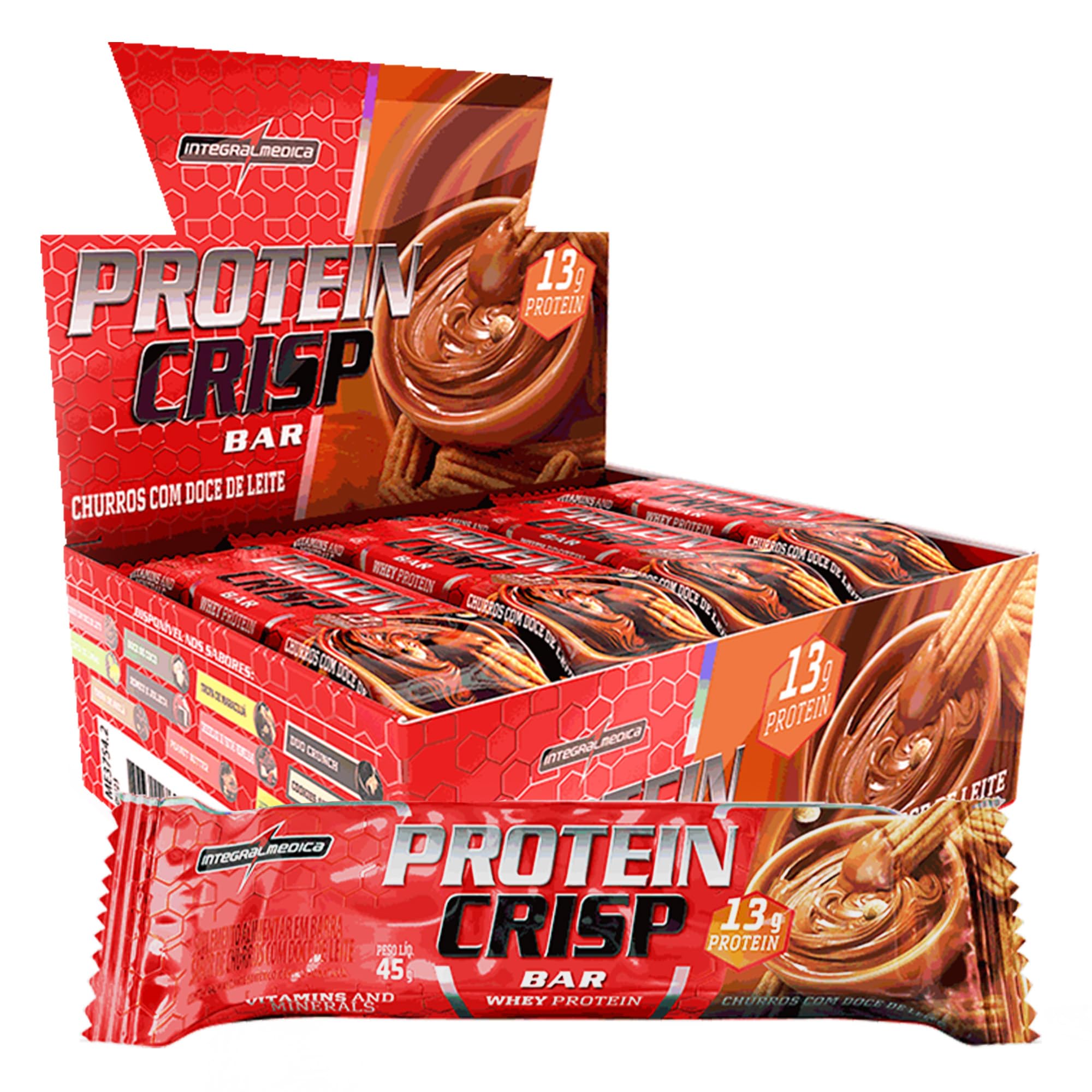 Crisp Bar 45g Display com 12un Integralmedica - Churros com Doce de Leite