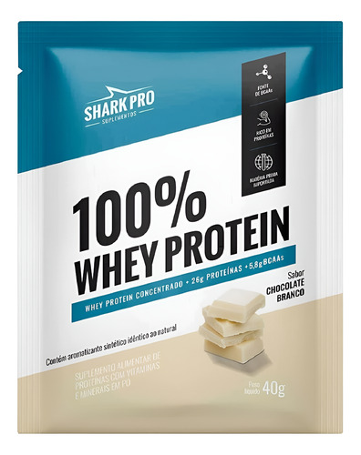 100% Whey Sache 40g Display Com 10un Shark Pro - Chocolate Branco