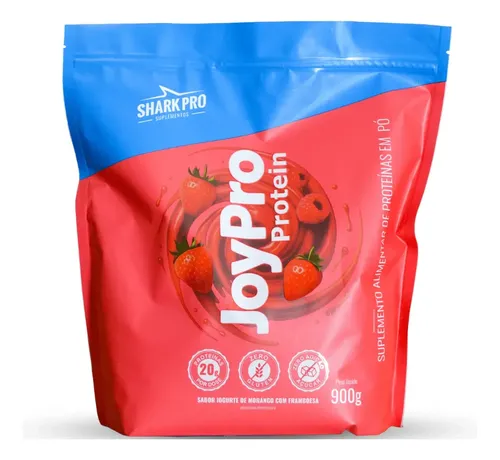 Whey Protein Joypro Refil 900g Shark Pro - Iogurte De Morango Com Framboesa