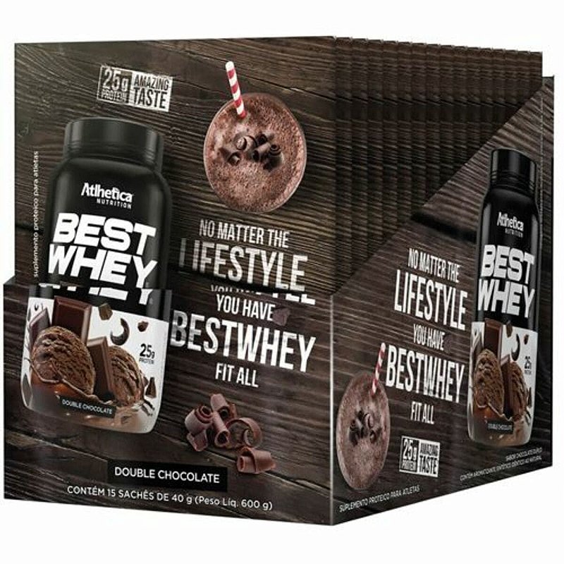 Foto de Best Whey  40g  Double  Chocolate  Display Com  15un Athletica Nutrition