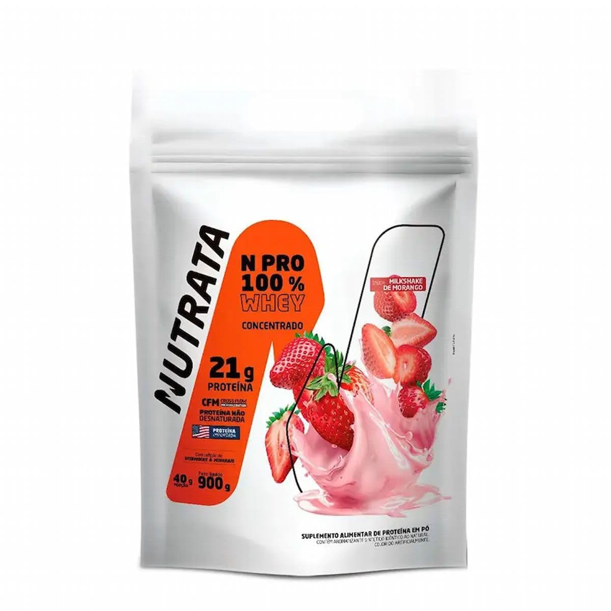 Whey NPRO Refil 900g Nutrata - Morango