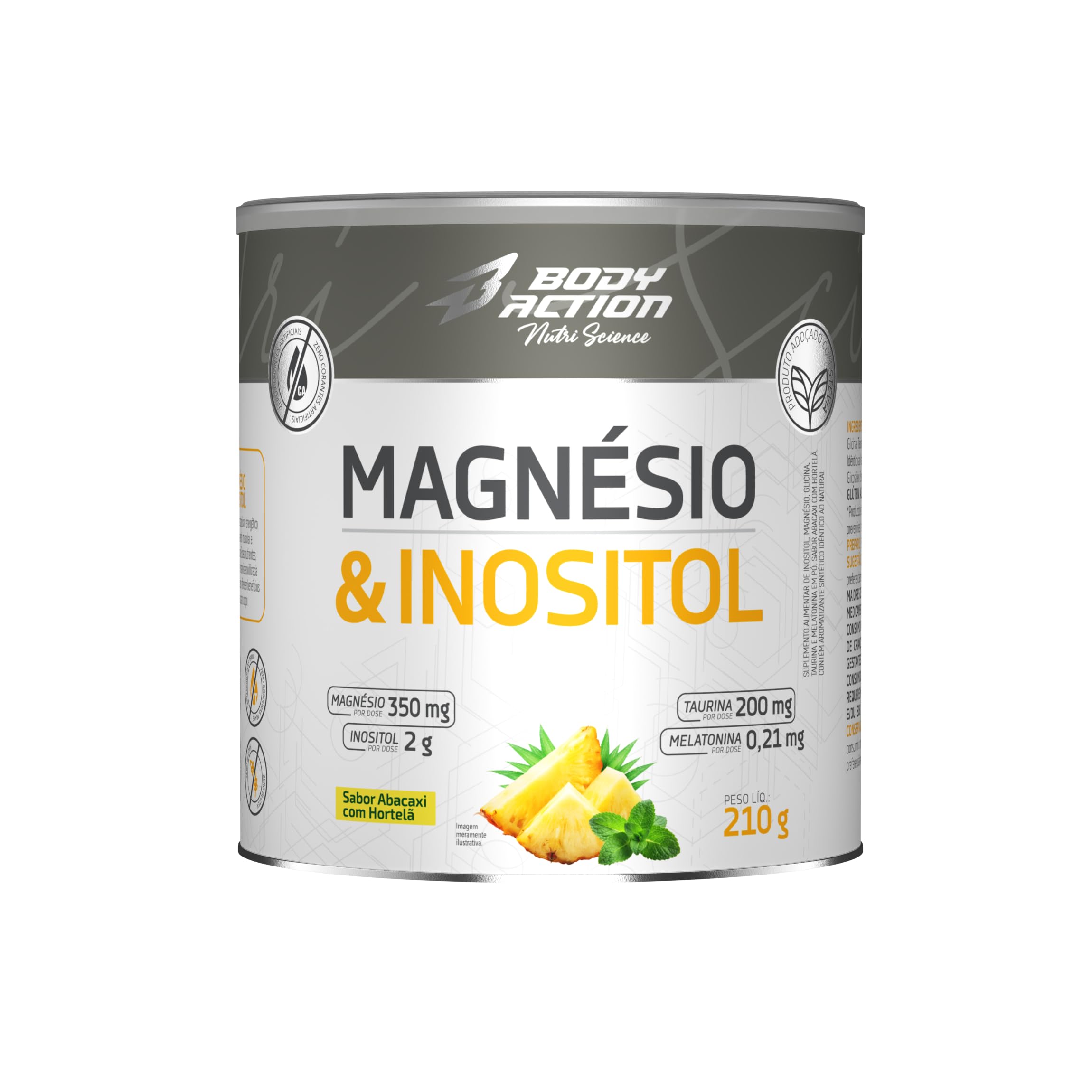Foto de Magnesio  Inositol 210g Bodyaction - Abacaxi C/Hortelã