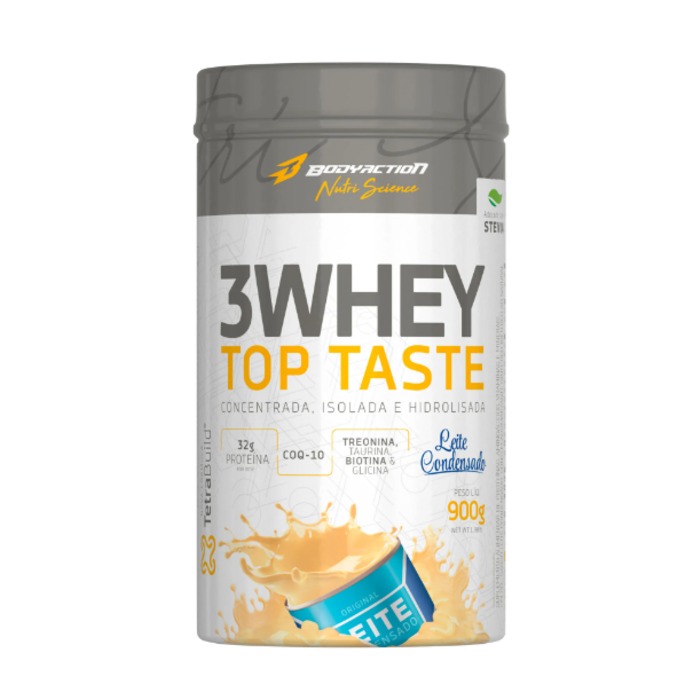3 Whey Top Tasty 900g BodyAction - Leite Condensado