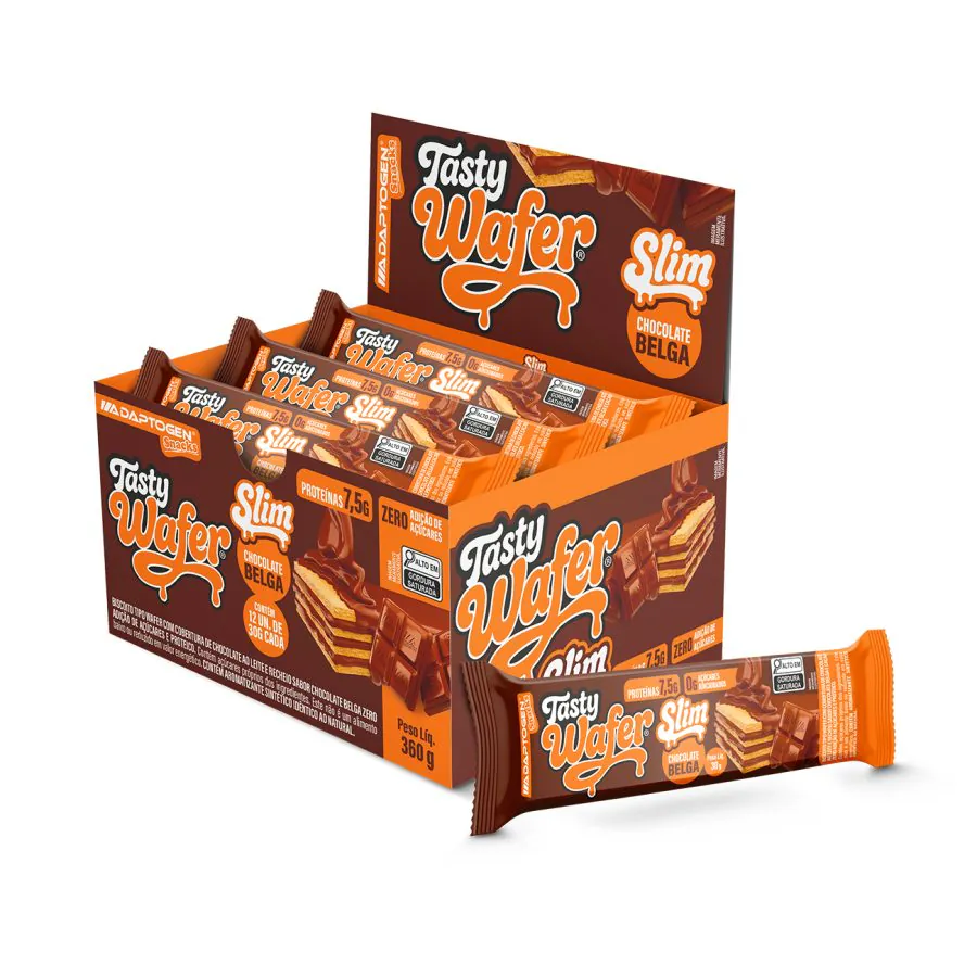 Tasty Wafer Slim 30g Display Com 12un Adaptogen - Chocolate Belga