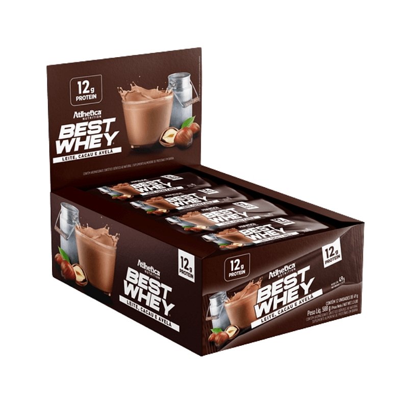 Foto de Best Whey Bar 49g Display Com 12un Atlhetica Nutrition - Leite, Cacau e Avelã