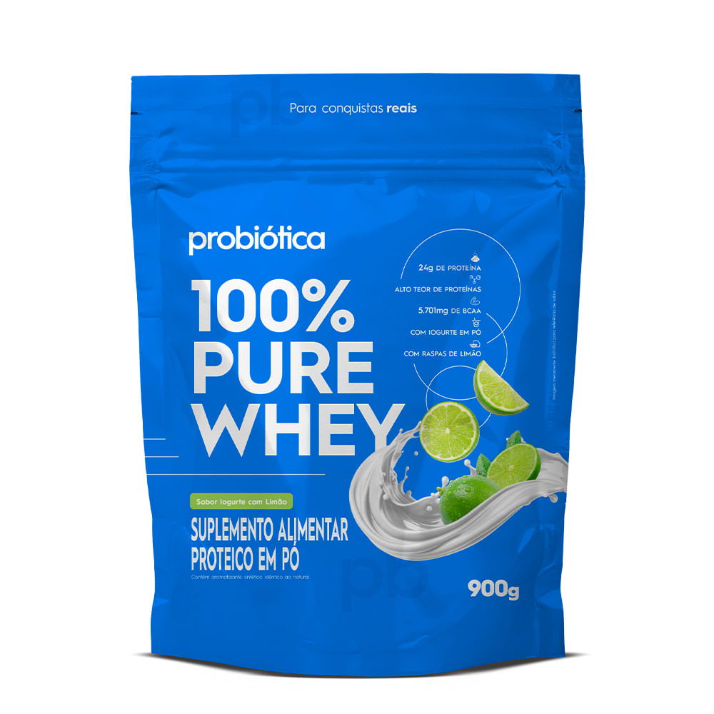 100% Pure Whey Refil 900g Probiótica - Iogurte Com Limão
