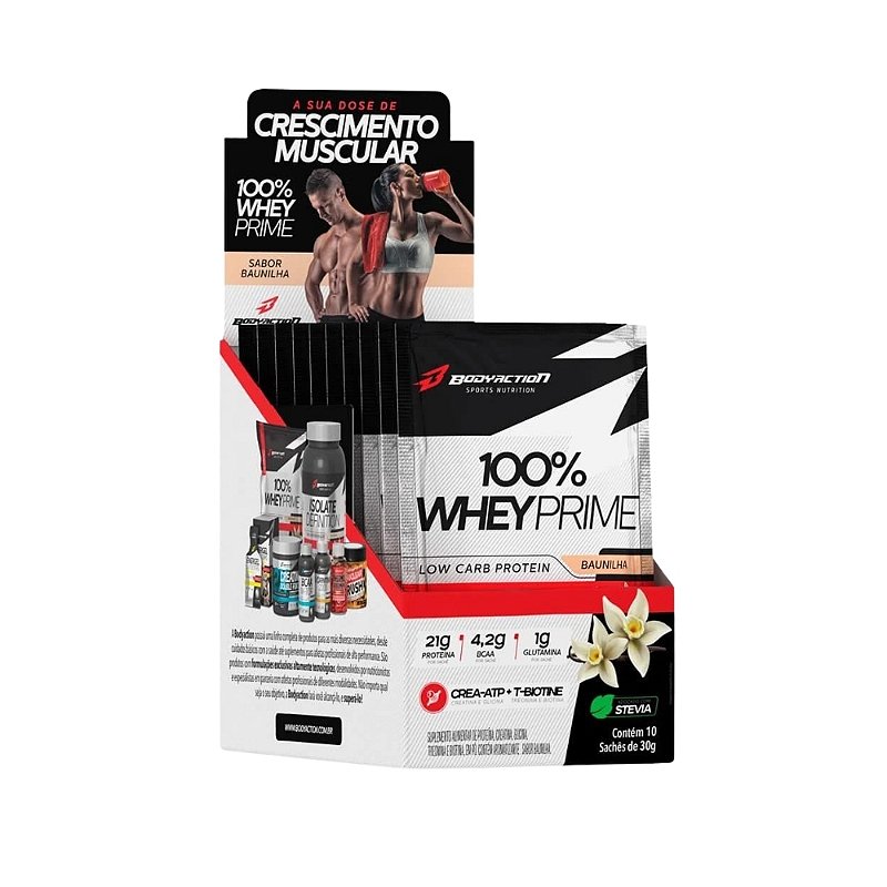 100% Whey Prime 30g Display Com 10un BodyAction - Baunilha