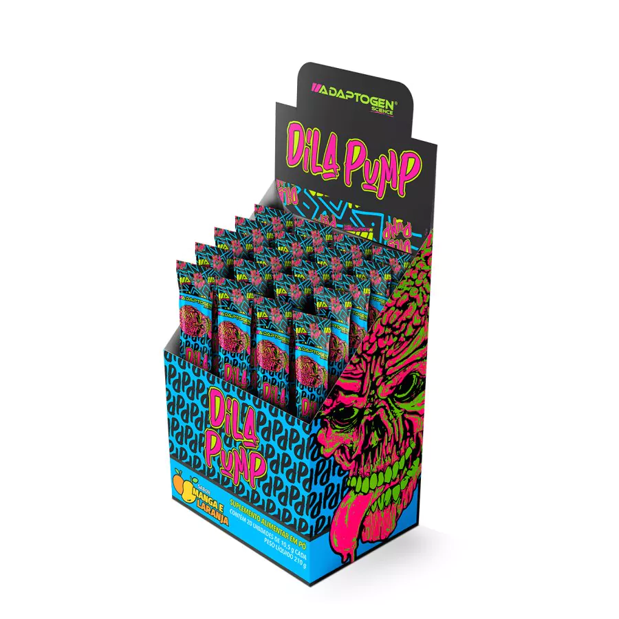 Packet Dila Pump 10g Display Com 20un Adaptogen - Manga Com Laranja
