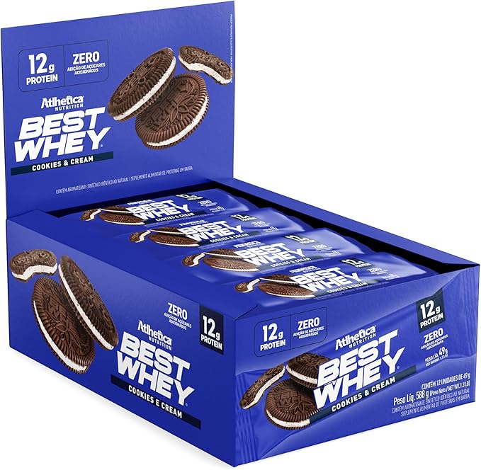 Best Whey Bar 49g Display Com 12un Atlhetica Nutrition - Cookies Cream