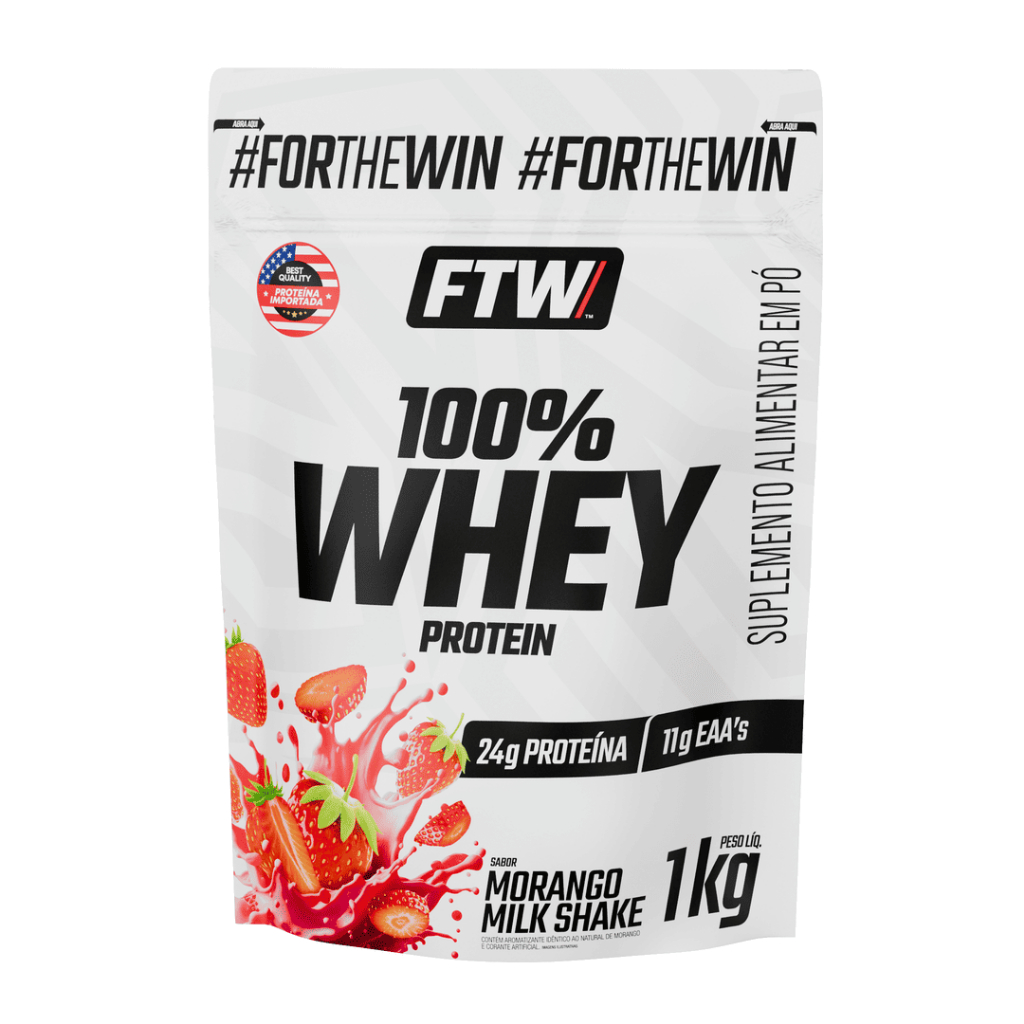 100% Whey Protein Refil 1Kg FTW - Morango Milk Shake